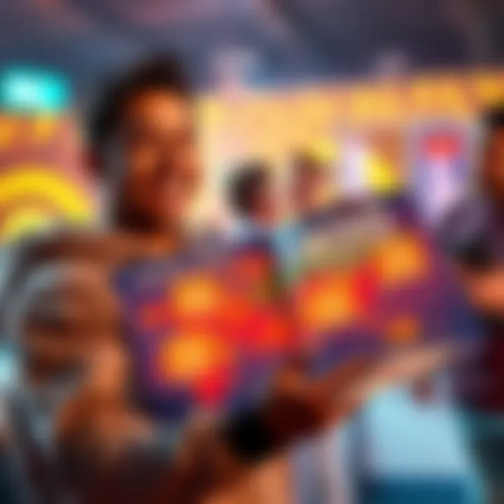 A player smiling while holding a virtual map with 400 highlighted parcels in Atlas Earth