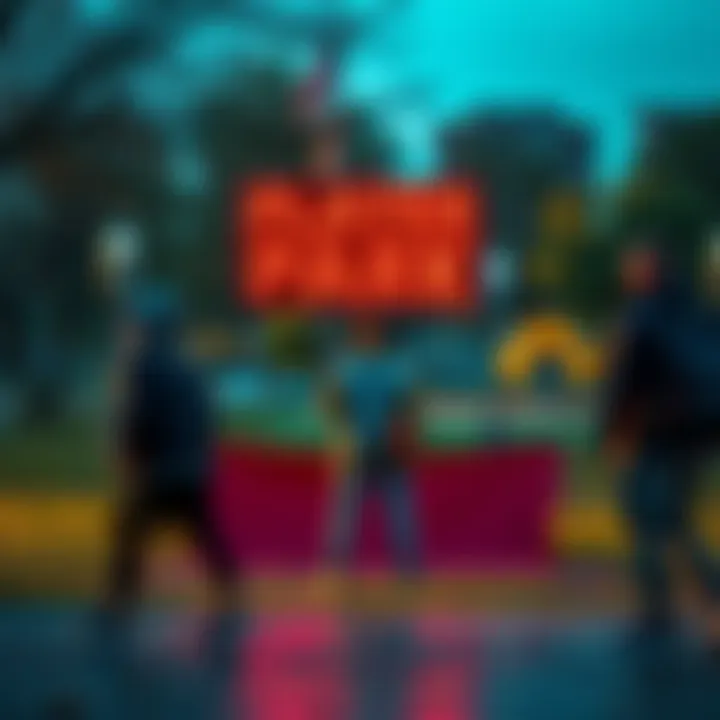 A player stands proudly in a park, marking their territory with a bold display. Nearby, competitors eye the space, contemplating their next move.