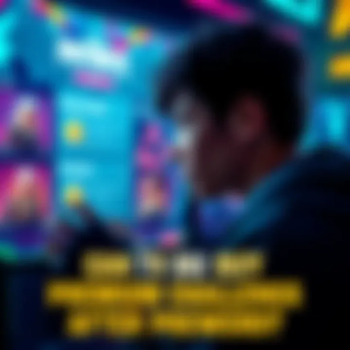 A gamer looking at a screen with options for premium and free rewards in a video game, showing a thoughtful expression.