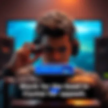 A gamer looking frustrated while staring at a video game loading screen that says 'looking for opponent'.