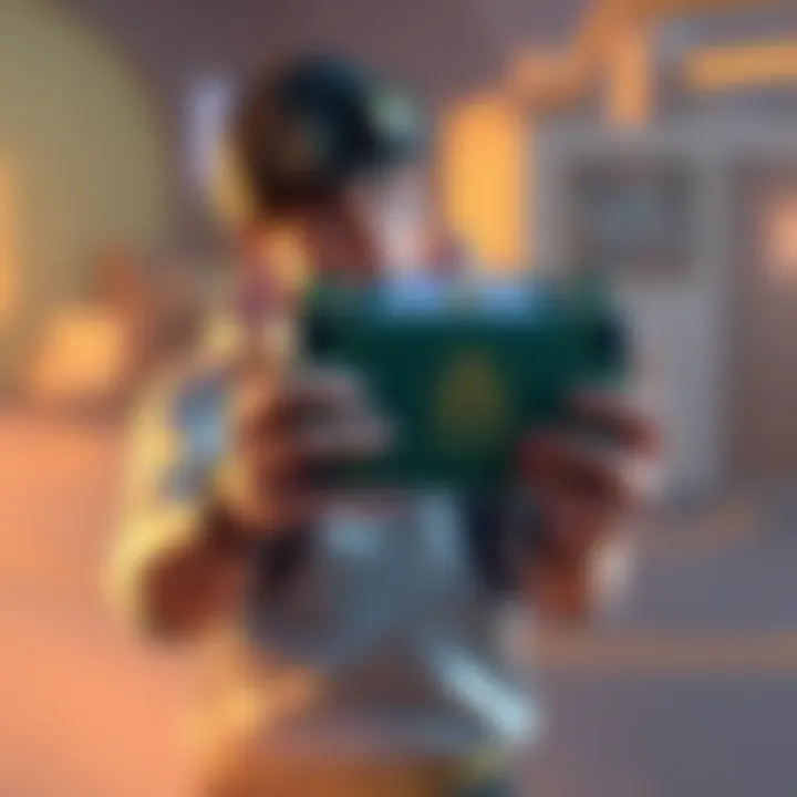 A player excitedly shows off their legendary parcel from Atlas Earth, looking at it with surprise and curiosity.