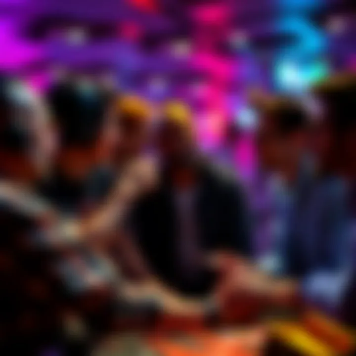 A group of players sharing their experiences and opinions on bitcoin gambling sites in a lively discussion.