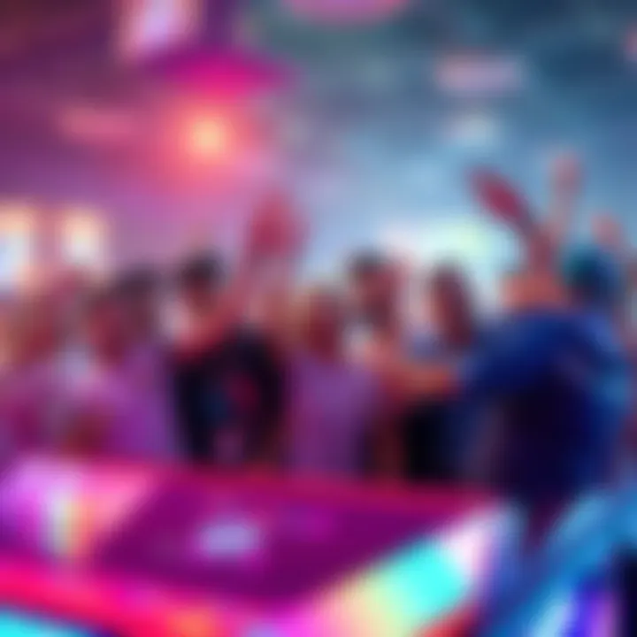 Group of players excitedly celebrating after winning in the 1$ Game, showing smiles and high-fives.