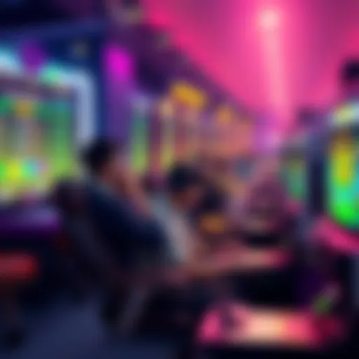 A vibrant scene showing players racing to achieve 50 wins in a competitive minigame setting, each focused on earning rewards, with a leaderboard in the background and a sense of excitement in the air.