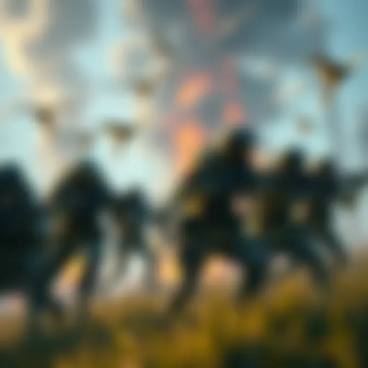Group of players in a lively bounty hunt match, showcasing dynamic gameplay and stronghold fights