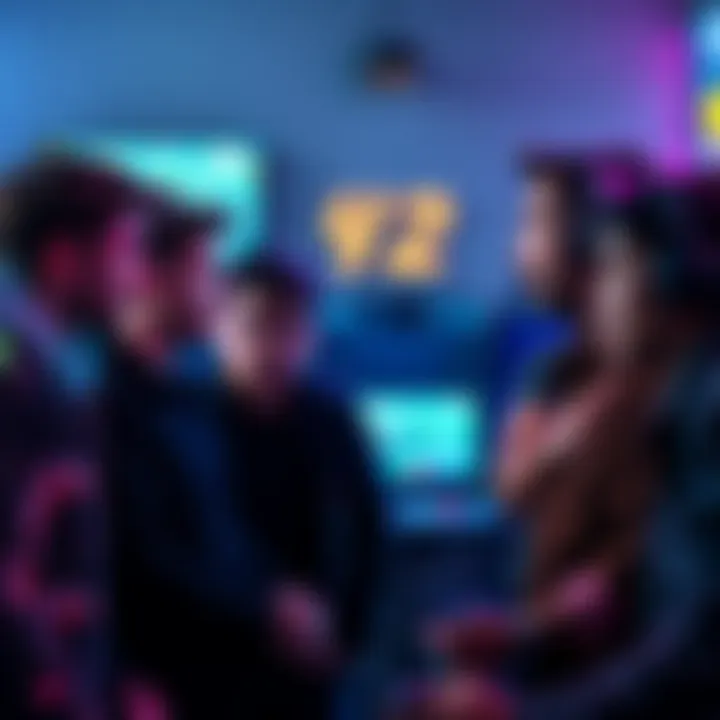 A group of frustrated players looking at their screens showing game resets, with some showing signs of hope as they discuss restoring their lost games.