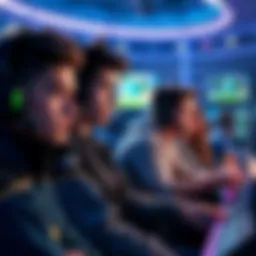 Group of players frowning at screens showing difficult minigame challenges in a tournament setting