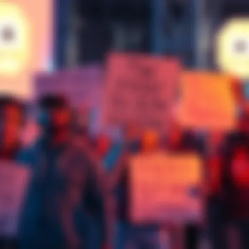 A group of players holding signs expressing their dissent against the new bid token system, emphasizing fairness in gaming.