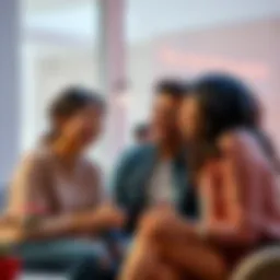 A group of friends laughing and using playful language during a conversation, creating a fun and engaging atmosphere.
