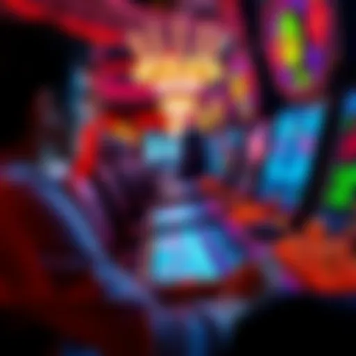 A person enjoying a game at a crypto casino with colorful graphics and virtual currency displayed on the screen.