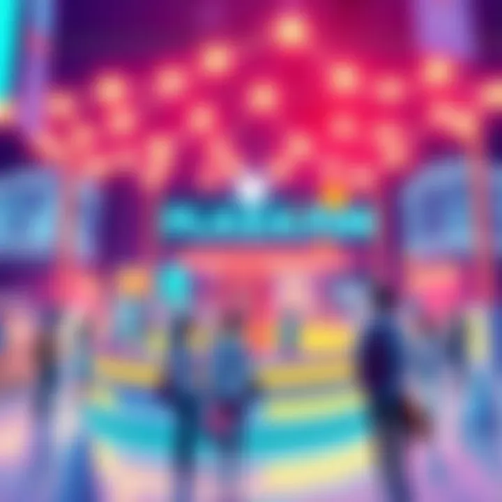 Plaza.fun Token Hub A vibrant digital illustration representing Plaza.fun on Polkadot, showcasing community-driven tokens and interaction among people.