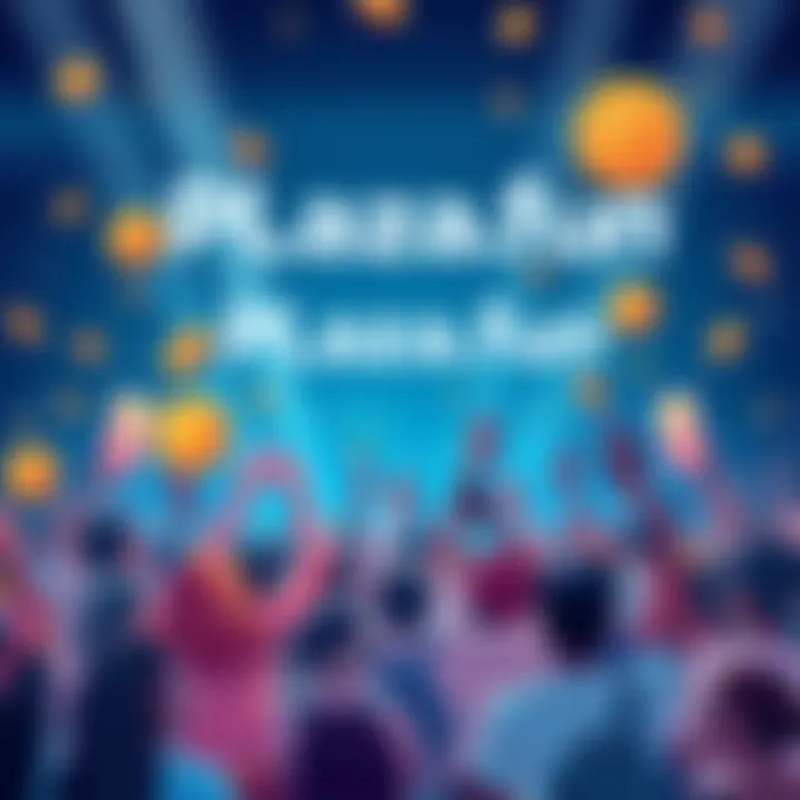 A vibrant illustration showing people celebrating the launch of Plaza.fun on mainnet, with tokens and trading graphics in the background.