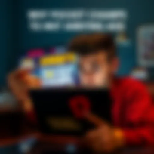 A frustrated person watching an ad for Pocket Champs on a tablet, displaying annoyance and disbelief.