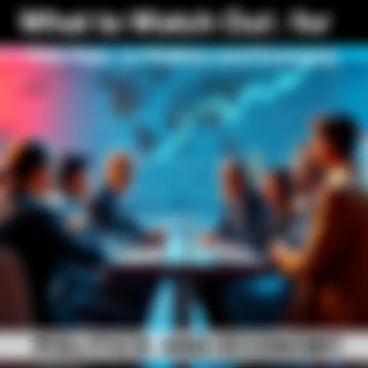 A diverse group of people engaged in a discussion about political and economic issues, with charts and graphs in the background