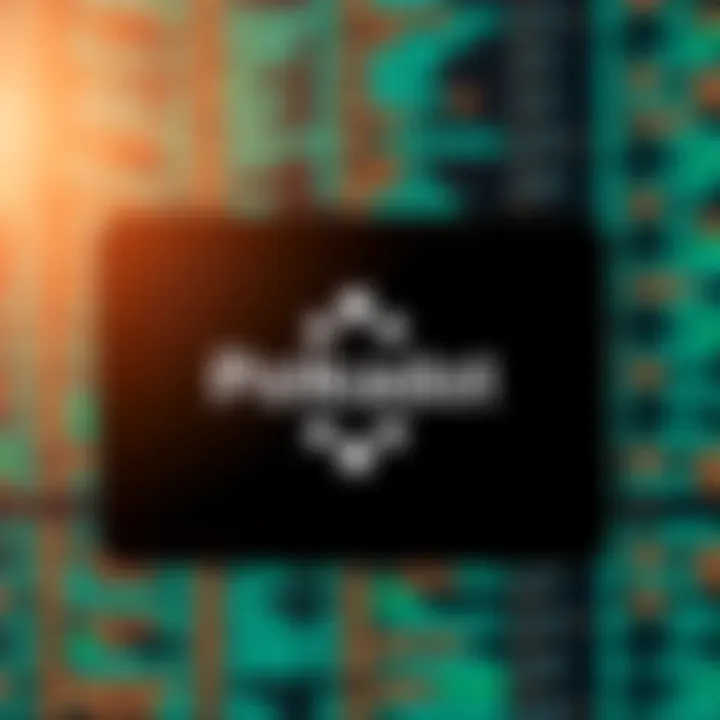 A digital screen displaying the Polkadot logo with a blurred background of data codes, symbolizing the blockchain platform's status.
