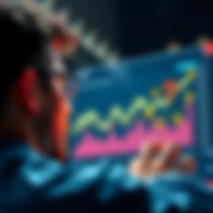 A person looking at a chart representing Polkadot's price trends with question marks around, symbolizing concerns about its future value.