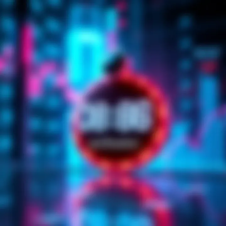 A graphic showing the Polkadot logo with a countdown timer and symbols representing market fluctuations.