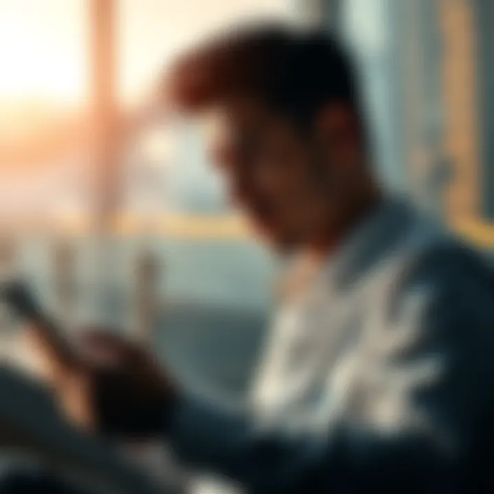 An investor looking at their Polkadot portfolio, showing signs of concern and contemplation about market shifts, representing patience and long-term vision.