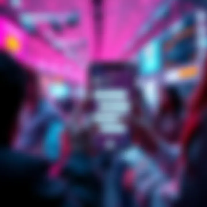 Polkadot Messenger App Concept A digital representation of the Polkadot messenger app showcasing its interface and privacy features with people using smartphones