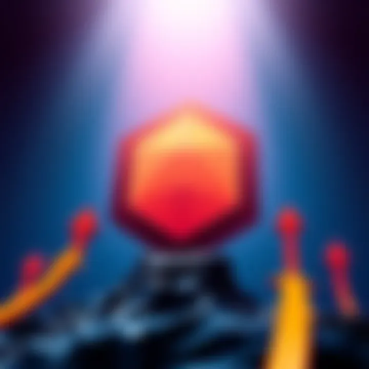 Polygon logo next to a dollar sign representing its goal of reaching a $1 valuation, with upward arrows indicating growth.