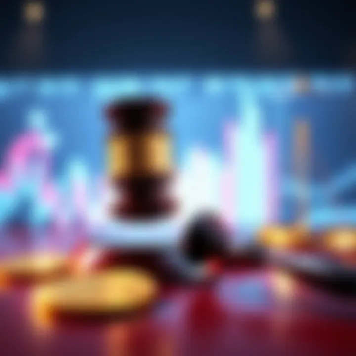 A gavel symbolizes legal action against Polymarket regarding its Bitcoin sale market settlement issues.