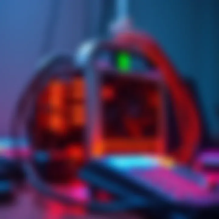 A compact portable mining rig with wires and lights, ready for efficient performance.