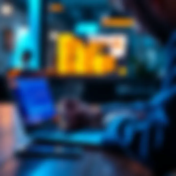 Portfolio Review A person reviews a portfolio on a laptop, jotting down notes