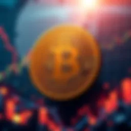 Illustration of large Bitcoin symbol surrounded by financial charts indicating market changes.