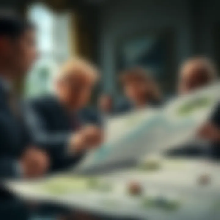President Trump reviewing real estate options with a team, looking at a map with various properties marked.