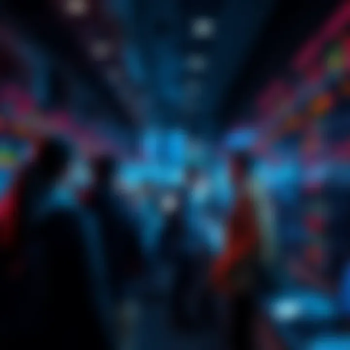 People participating in a prediction market with various event options on display