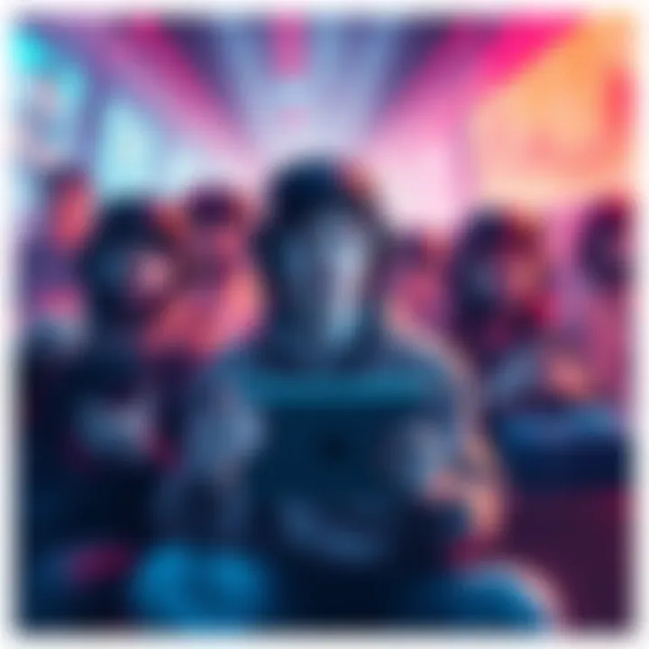 A graphic showing diverse online creators, such as gamers and vloggers, engaging with digital market trends and forecasts.