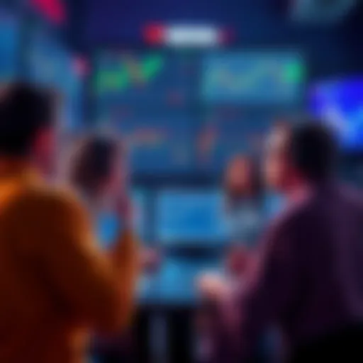 People arguing in online forums about price decline, with charts showing stagnation on screens.