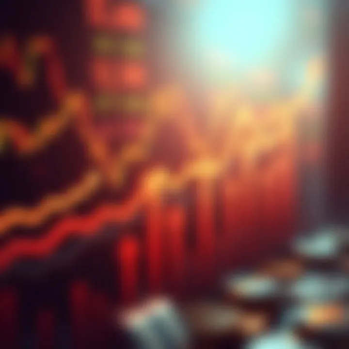 Chart showing expected price increases with arrows pointing upwards, representing a surge. The background features financial symbols like stocks and currency.