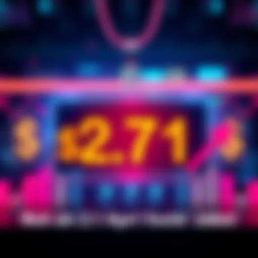 A graphic showing a price tag reading 2.71 with dollar signs and market trend arrows