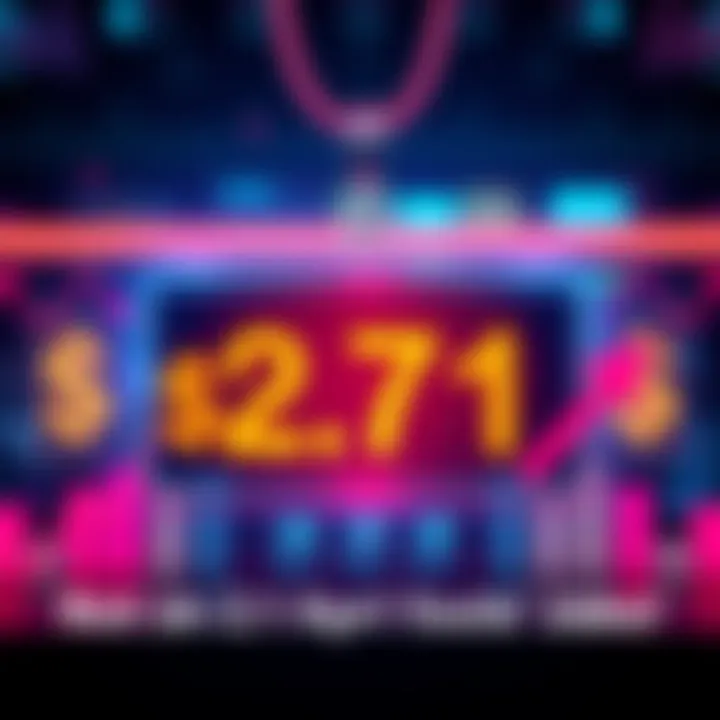 A graphic showing a price tag reading 2.71 with dollar signs and market trend arrows