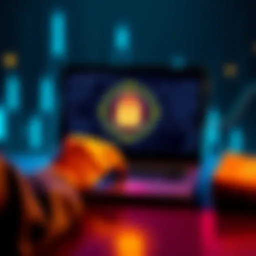 A person using a laptop with a lock symbol on the screen, symbolizing privacy in cryptocurrency transactions.