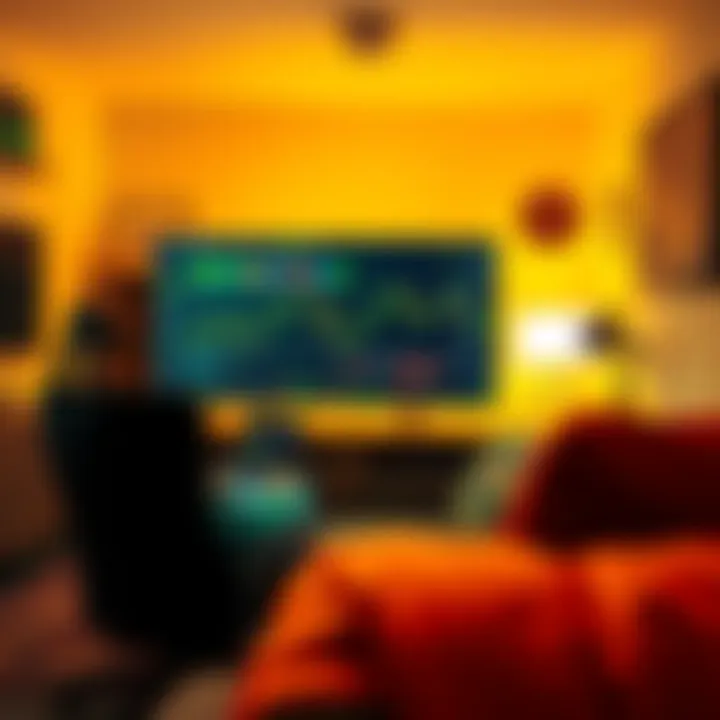 Private Trading on PegasusSwap A trader using a laptop in a cozy room, focused on a secure trading platform with privacy features