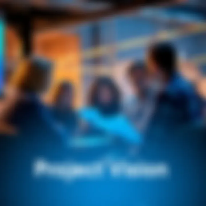 A group discussion among people analyzing texts and emails about a project's vision and direction