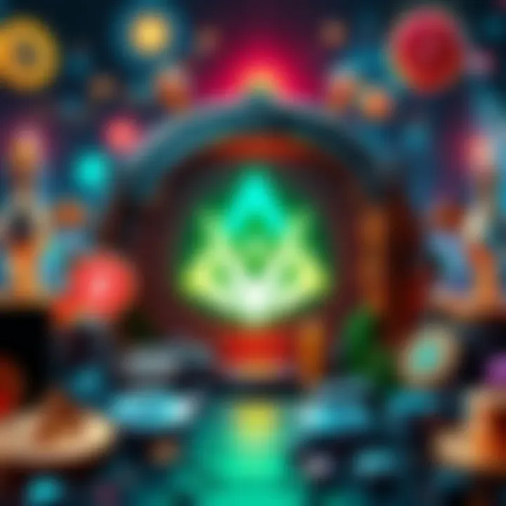 A visual representation of the Prophecy Vault logo with a futuristic feel, surrounded by symbols of cryptocurrency and finance, suggesting growth and innovation.