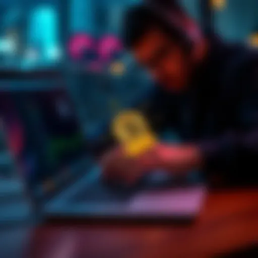 A person securing their seed phrase while using an open-source wallet on a laptop