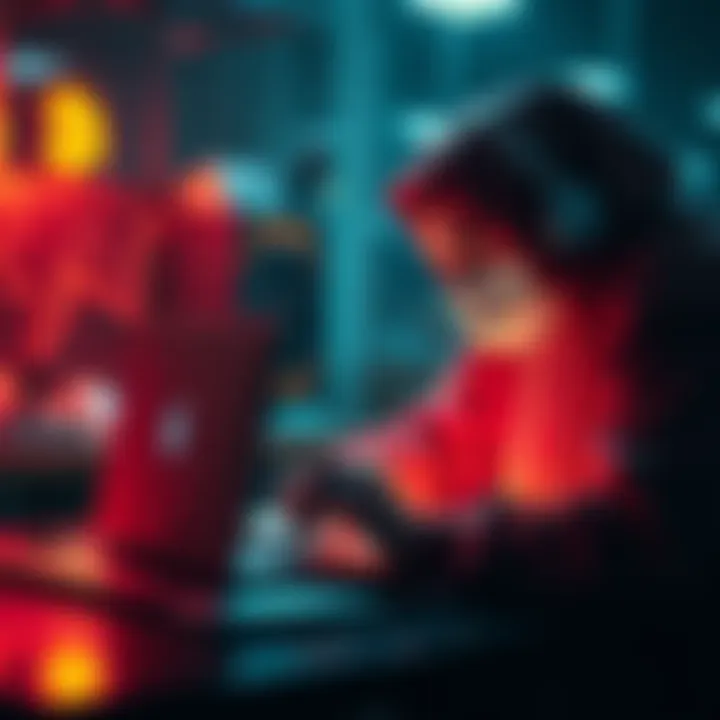 A person securing their personal information while using a laptop for cryptocurrency transactions, symbolizing identity protection in Bitcoin.