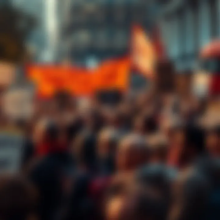 Crowd of people holding signs and banners opposing digital ID in the UK
