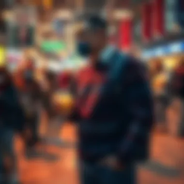 Public Figure with Spilled Drink Public figure standing embarrassed with a spill on their sweater in a crowded setting