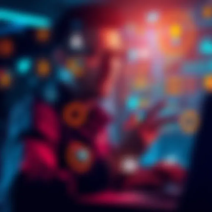 A software engineer brainstorming ideas for apps in the Pulsechain ecosystem, with a focus on community input and development, surrounded by digital icons representing various applications.