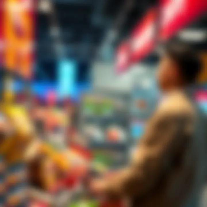 Person shopping for S23 hydro chips in a store with various chips displayed on the shelves.
