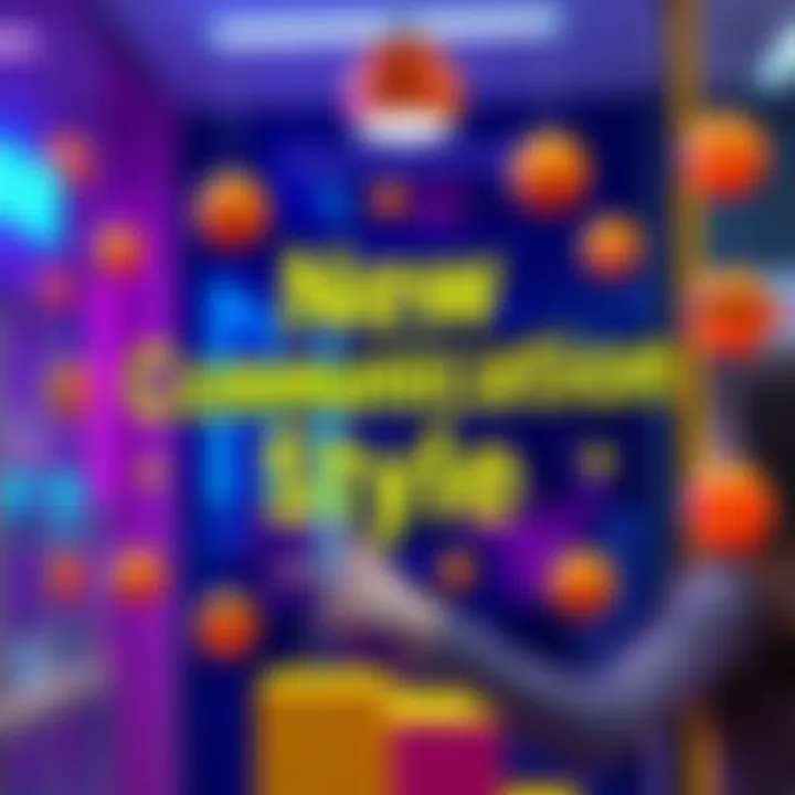 A bright and colorful graphic showcasing emojis and lively text to represent Quant's fresh approach to communication in retail marketing.