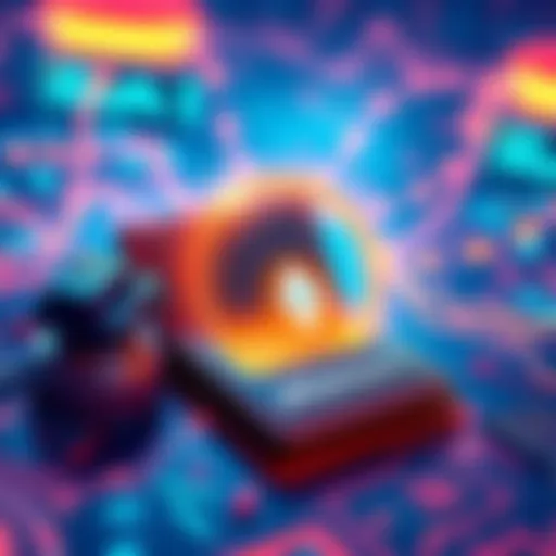 A digital representation of a tool assessing quantum risk for Ethereum addresses, featuring a crypto wallet and alert notifications.