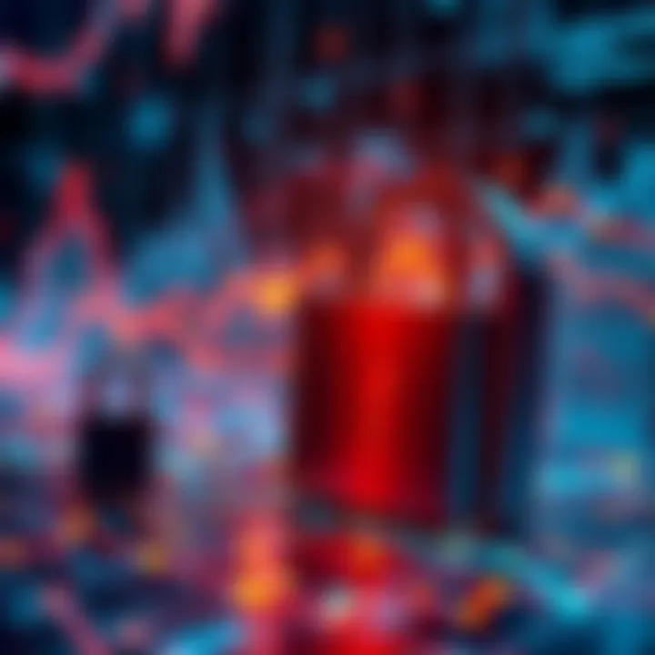 A visual representation of quantum computers posing a threat to blockchain security, with graphs and digital locks symbolizing cryptography.