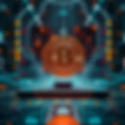 A quantum computer with a Bitcoin icon floating above it, representing the potential impact on cryptocurrency security.