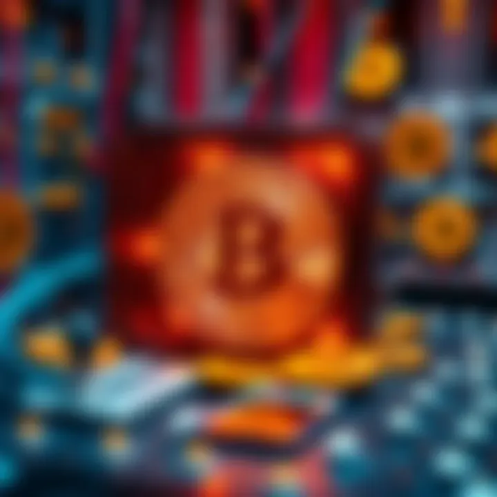 Quantum Computer and Bitcoin Symbol A quantum computer with Bitcoin symbols around it, highlighting the potential impact on cryptocurrency.